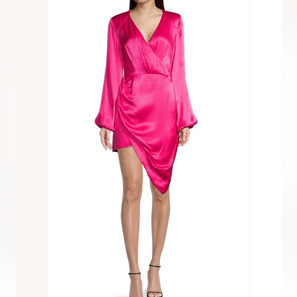 ELIATT Devon Drape Satin Asymmetric Dress